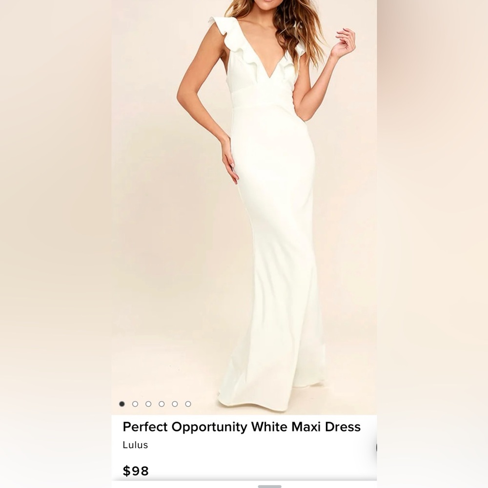 NWT Lulus Perfect Opportunity Ruffle Straps Long White Maxi Dress Size Small